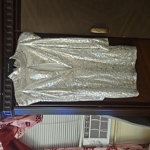 A silver glitter dress